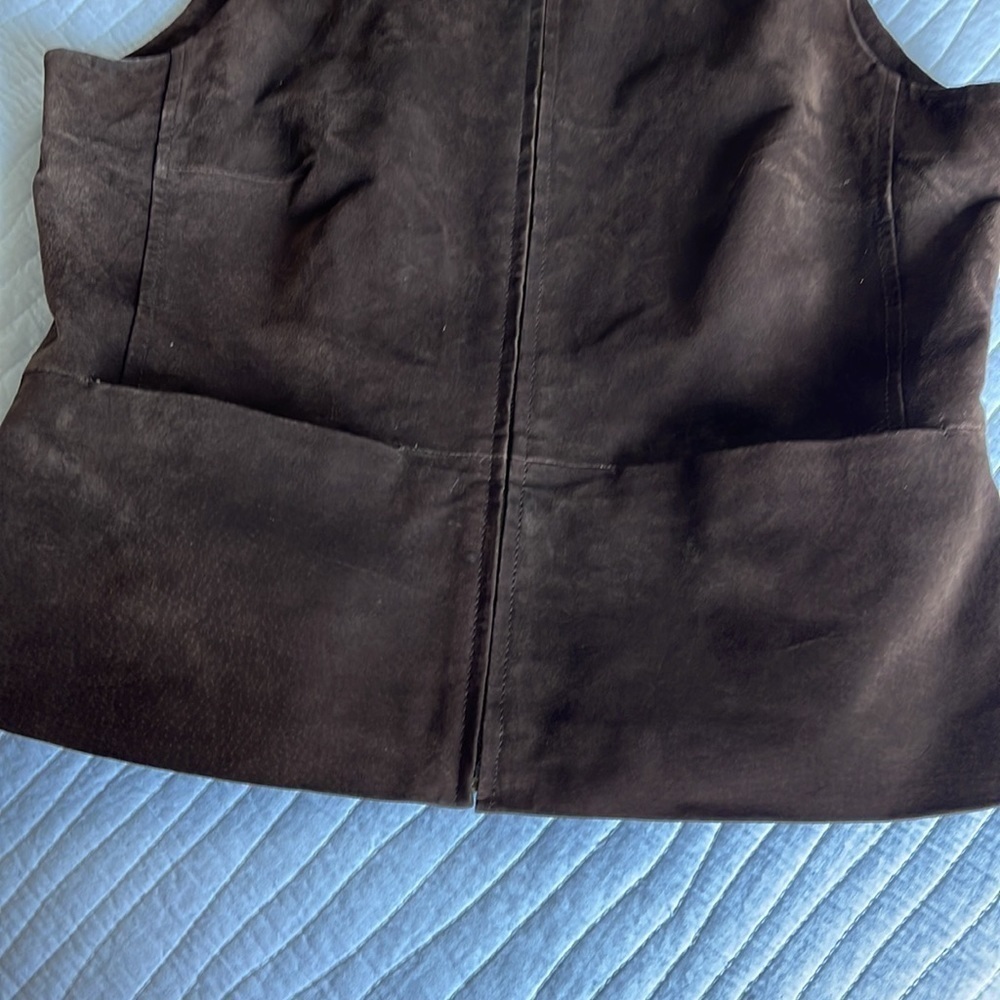 A.M.I Brown Leather Lined Vest Festival Cowgirl Biker Rocker Western SZ S - Picture 6 of 7